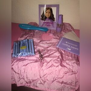 RETIRED American Girl Doll Hair Care Kit IV Set w/ Cape Curlers Brush & Pins